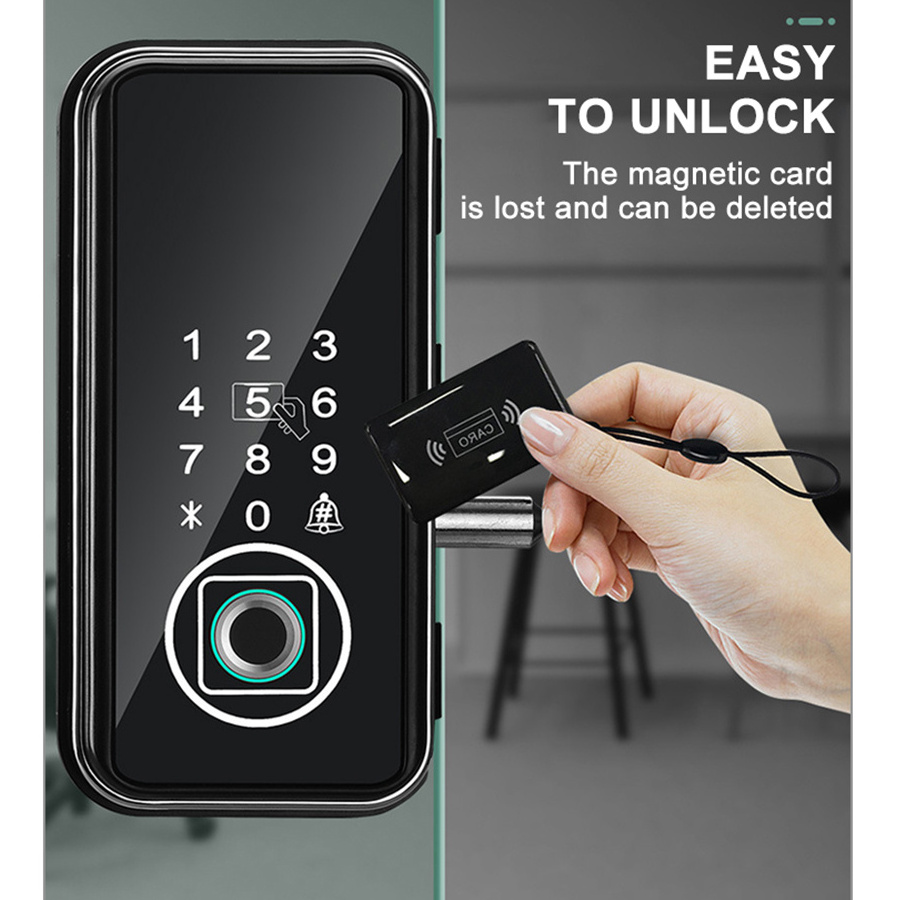 Intelligent Fingerprint Digital Remote Control Password Magnetic Card Electric Smart Office Frameless Glass Door Locks for Glass