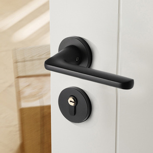 Grey Black Fashion Hardware Lock Set Privacy Indoor Aluminium Alloy Separate Lock Hand Door Handles with Lock