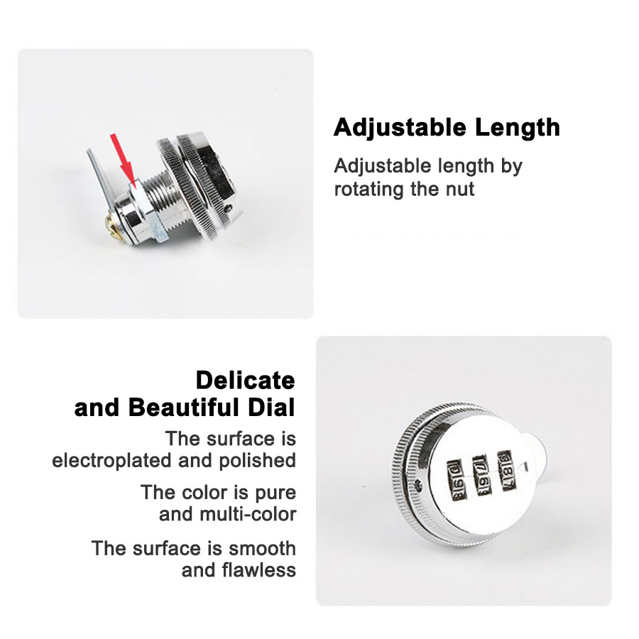 High Security Mini 3 Digit Zinc Alloy Code Password Digital Combination Hidden Mechanical Cabinet Cam Door Lock for Furniture