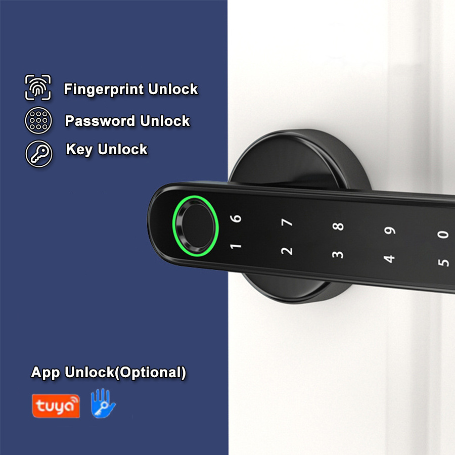 Tuya TTlock APP Biometric Intelligent Fingerprint Password Wifi Split Smart Residential Bedroom Door Handle Lever Locks