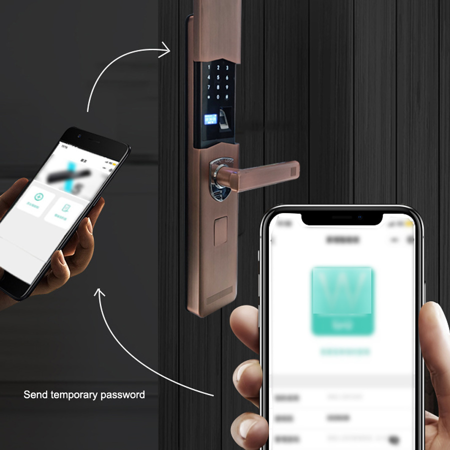 Security Anti-Theft App Digital Keyless Code Fingerprint Entry Door Handle Smart Lock Set with Dust Cover for Home