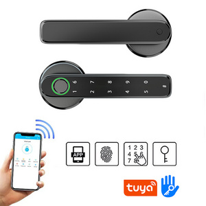 Fingerprint Electric Handle Lock Tuya TTlock Smart Home Password Code Biometric Fingerprint Door Locks For Wooden Door