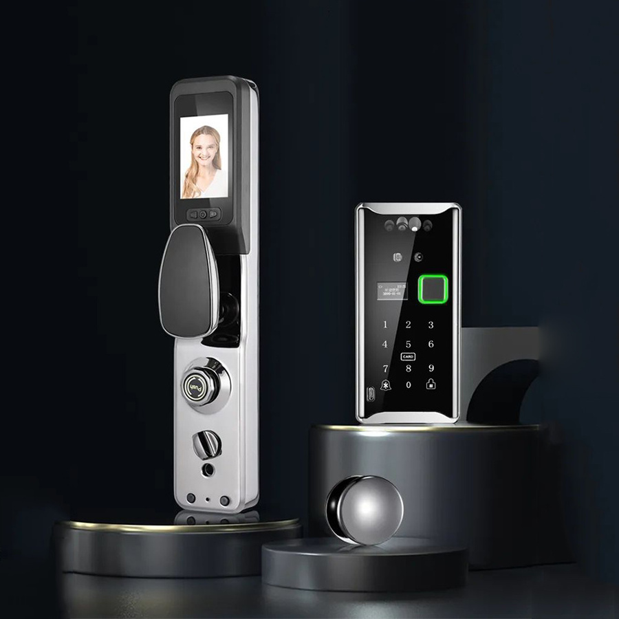 China Lock Supplier Embedded Hidden Automatic Locking 3D Face Recognition Fingerprint Deadbolt Key Pad Smart Door Locks