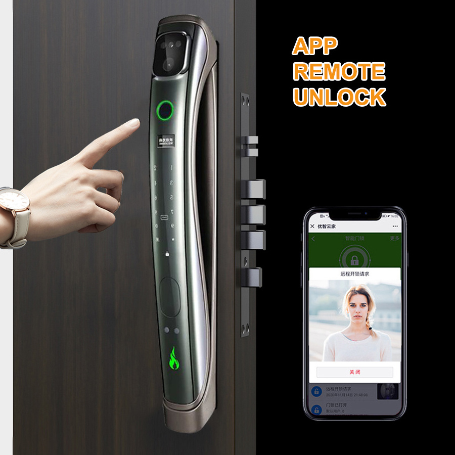 Israel Lock Home Tuya APP Electronic Digital Keypad Biometric Fingerprint Smart Door Lock with Israel Lock Body and Camera