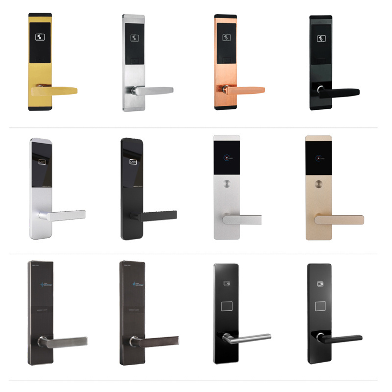 China Factory Electronic Keyless Entry Safe Electric Smart Digital Rfid Card Hotel Wooden Door Handle Locks For Hotel