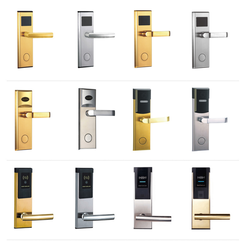 China Factory Electronic Keyless Entry Safe Electric Smart Digital Rfid Card Hotel Wooden Door Handle Locks For Hotel