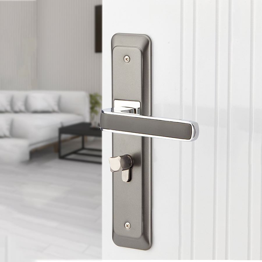 Factory Long Plate Double Side Mechanical Door Locks And Handles Set With Lock Body and Mortise and Key