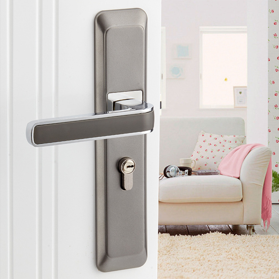 Factory Long Plate Double Side Mechanical Door Locks And Handles Set With Lock Body and Mortise and Key