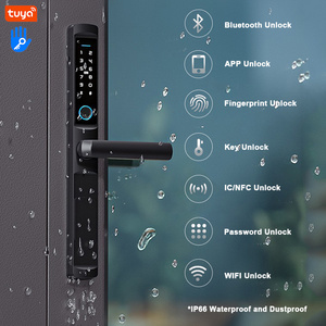 IP66 Waterproof Outdoor Tuya TTlock Biometric Fingerprint Digital Electronic Smart Aluminum Frame Door Lock for Aluminium Gate