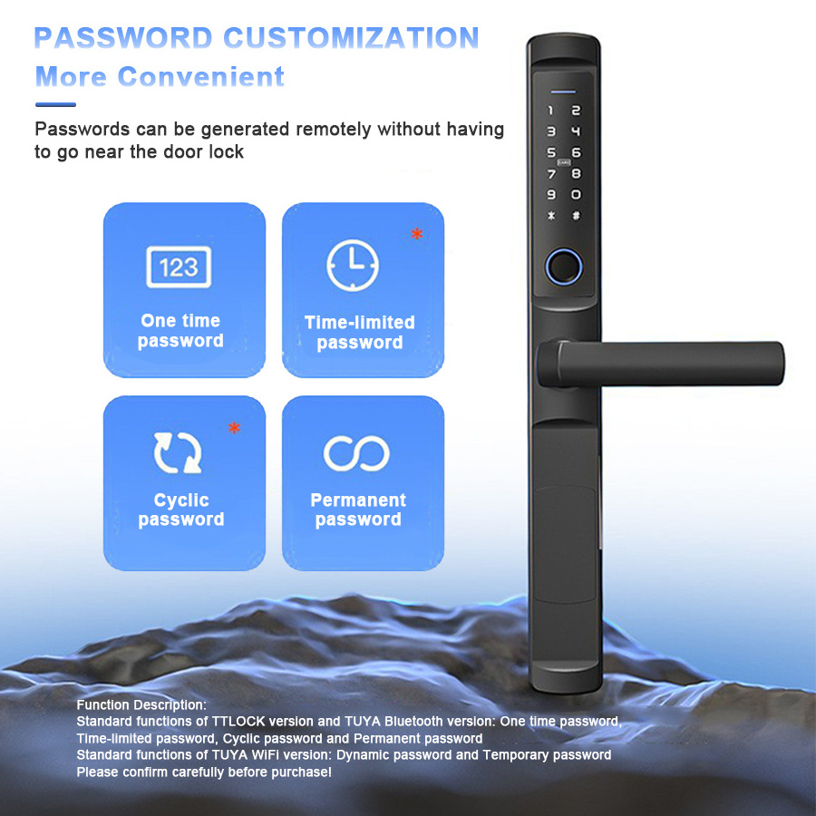 IP66 Waterproof Outdoor Tuya TTlock Biometric Fingerprint Digital Electronic Smart Aluminum Frame Door Lock for Aluminium Gate