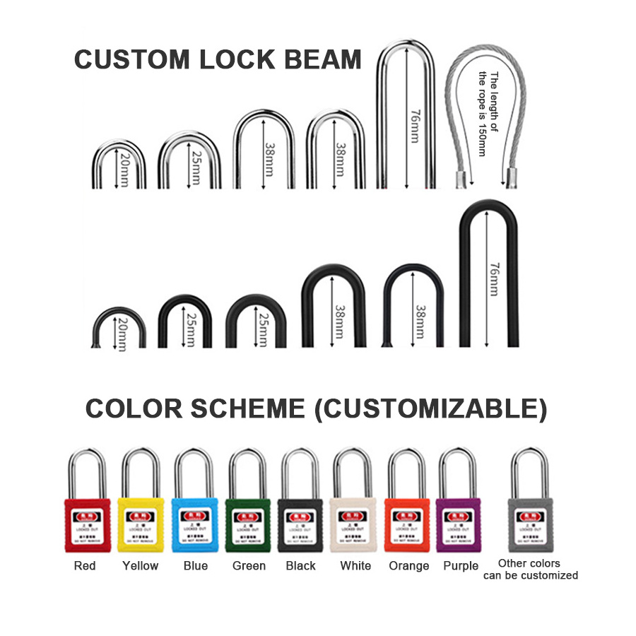 Manufacturer Custom Lockout Tagout Shackle Pad Lock Industrial Insulated Security Safety Padlock With Master Keys