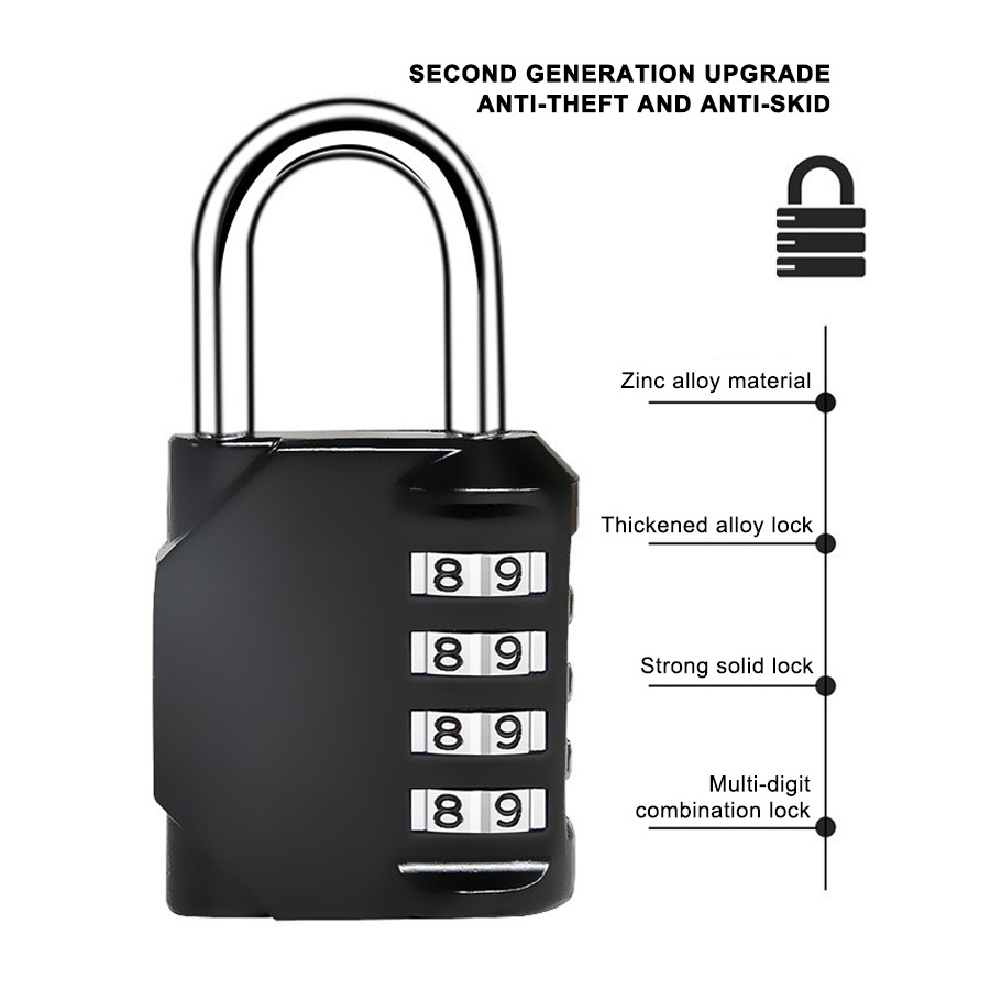 Chinese Custom 4 Digit Mechanical Safe Password Dial Combination Door Pad Locks Digital Number Gym Padlock with Code