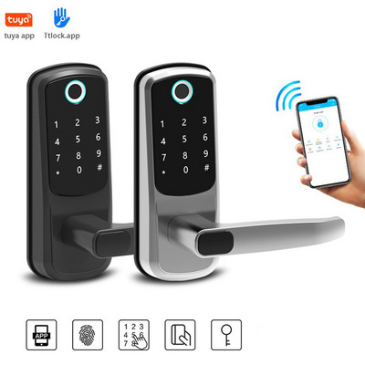 Tuya App Ttlock Wifi Keyless Digital Password Card Biometric Fingerprint Smart Door Handle Lock