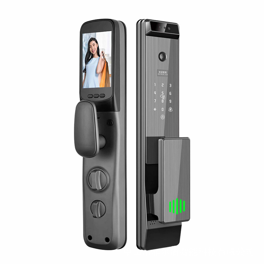 Finger Vein Zigbee Wi-fi Tuya Video Intercom Face Recognition Camera Peephole Smart Push and Pull Lock for Front Wood Door