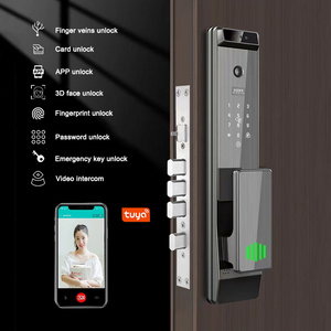 Finger Vein Zigbee Wi-fi Tuya Video Intercom Face Recognition Camera Peephole Smart Push and Pull Lock for Front Wood Door