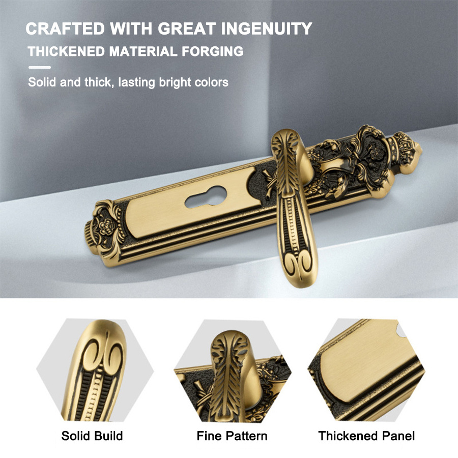 Pure Copper Locks Inner Door Handle Lock with Cylinder and Key