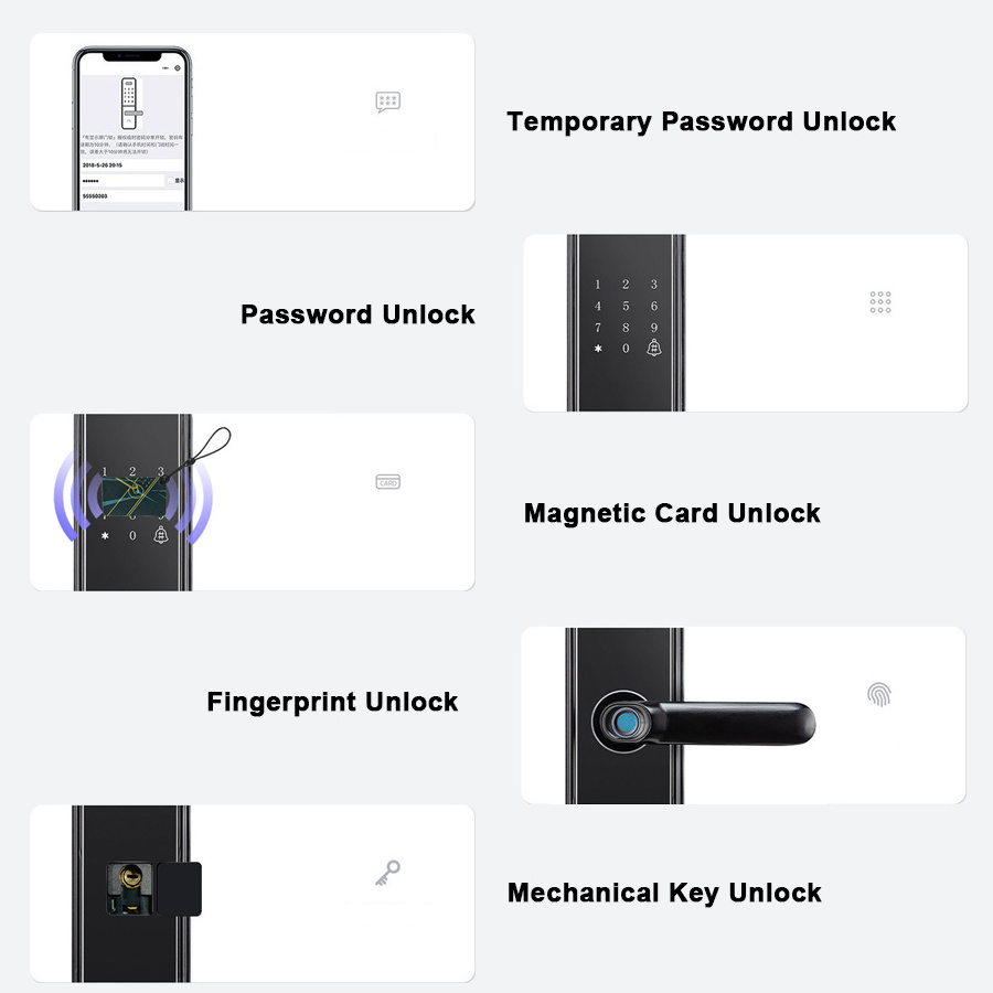 Electronic Keyless Finger Print Smart Locks Password Digital Fingerprint Door Handle Lock with Code and Key for Home