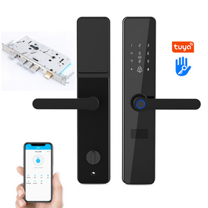 Wifi Tuya Bluetooth TTlock APP Electronic TT Lock Digital Fingerprint Smart Door Handle Locks with Mortise and Cylinder