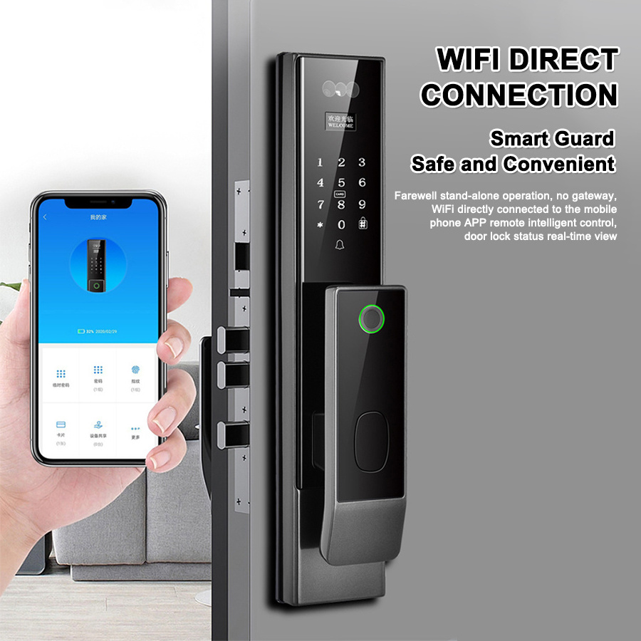 Face Detection Wifi APP Control Smart Deadbolt Lock Biometric Keyless Automated Smart Entry Door Locks for Front Door