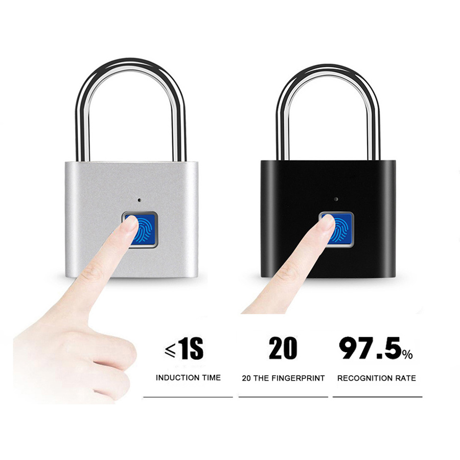 Anti-theft High Security Keyless Finger Print Thumb Touch Luggage Smart Fingerprint Padlocks Intelligent Bag Pad Locks