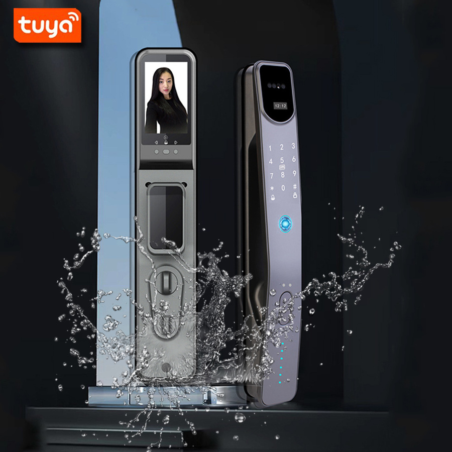 IP65 Waterproof Tuya App 3D Face Recognition Electronic Wifi Zigbee Fingerprint Digital Automatic Door Smart Lock