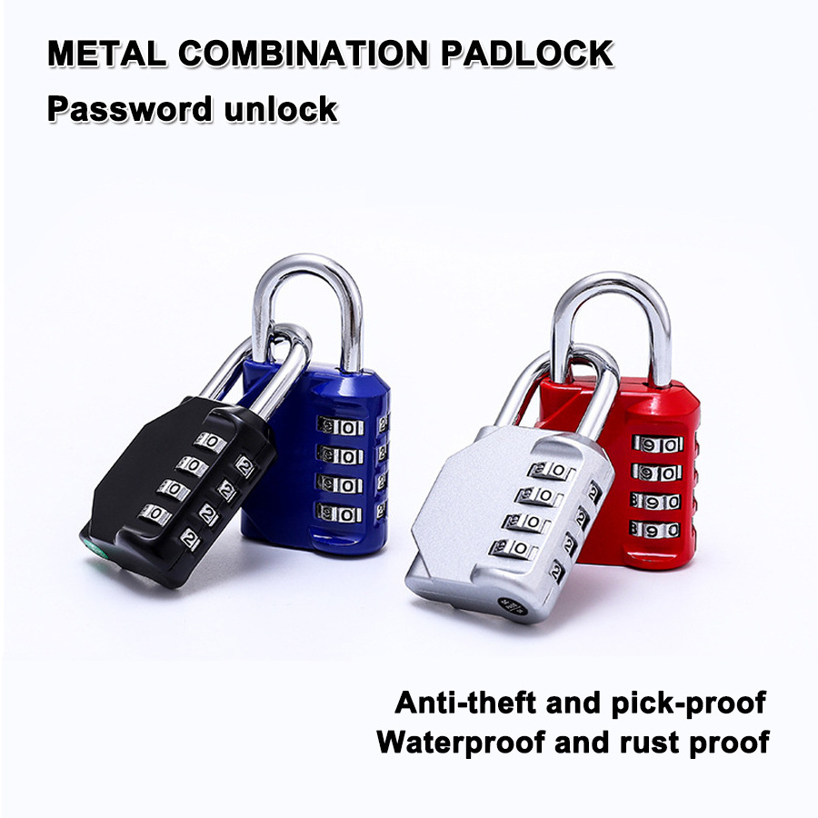 Heavy Duty 4 Digit Zinc Alloy Colour Keyless Password Number Code Gym Digital Combination Padlock For Locker Cabinet