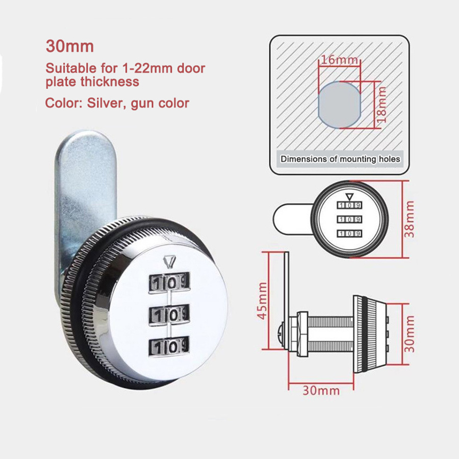 Digit Combination Furniture Lock Mailbox Lock Rotary Tongue Cam Lock For Cabinet Drawer Locker