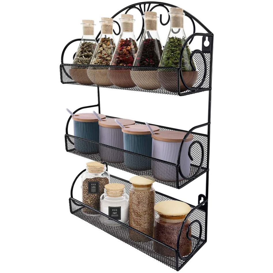 3 Tier Over The Door Spice Rack Wall Mount Hanging Spice Organizer for Cabinet Pantry Kitchen