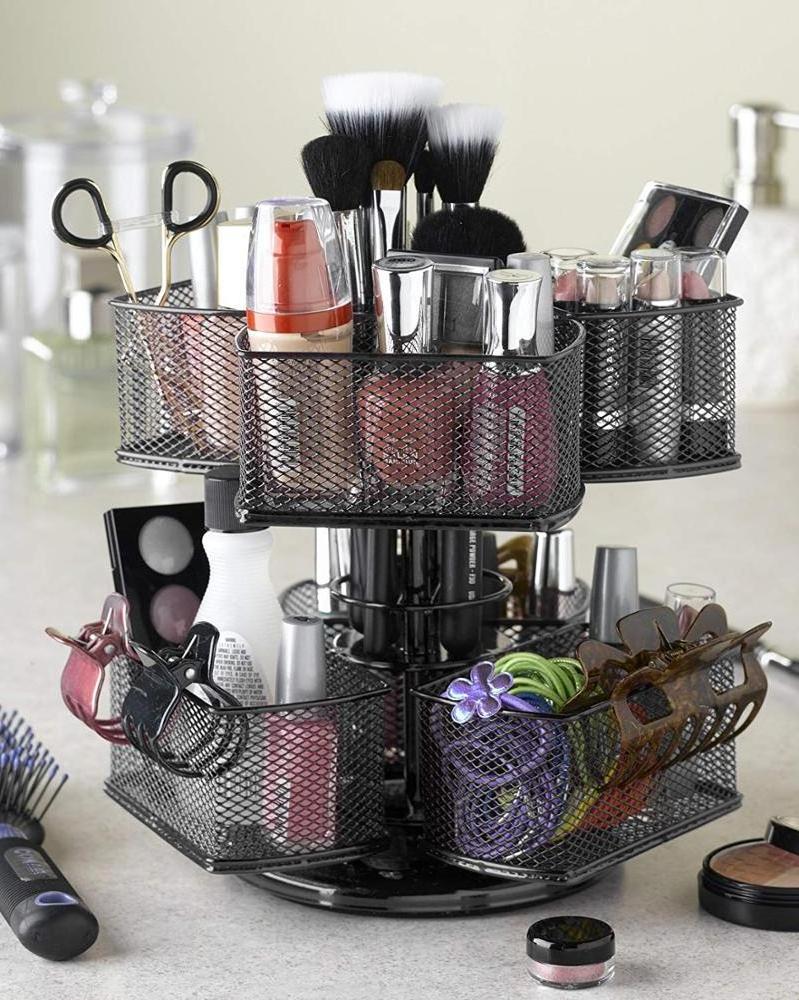 Manufacturer Home  Office Metal Mesh Desktop Stationery Organizer Cosmetic Organizing Carousel