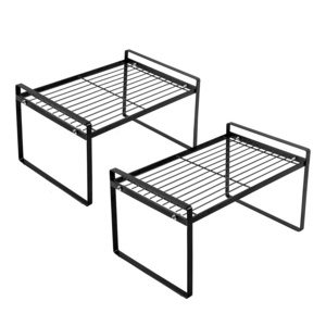 Bathroom Bedroom Office Table Desk Kitchen Cabinet Shelf Counter Organizer Rack Stackable Pantry Storage Organizer 2 Pack