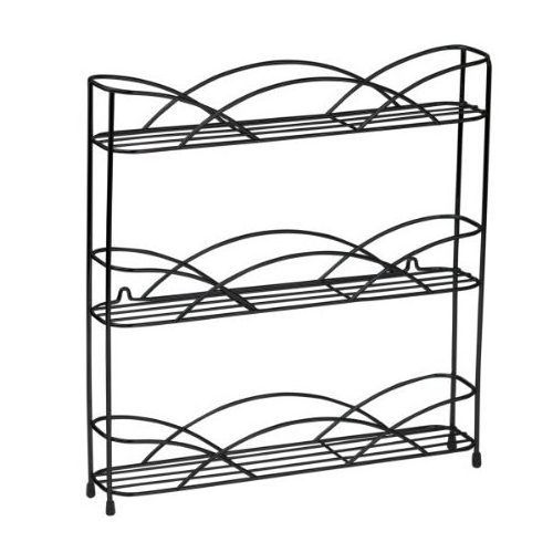 Black Wire Metal Wall-Mounted and countertop kitchen Spice Rack Holder and Shelves Rack