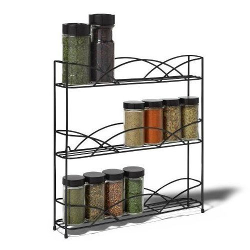 Black Wire Metal Wall-Mounted and countertop kitchen Spice Rack Holder and Shelves Rack