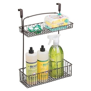 2-Tier Over the Cabinet Door Kitchen or Bathroom Metal Wire Hanging Storage Basket Rack Pantry Organizer Shelf