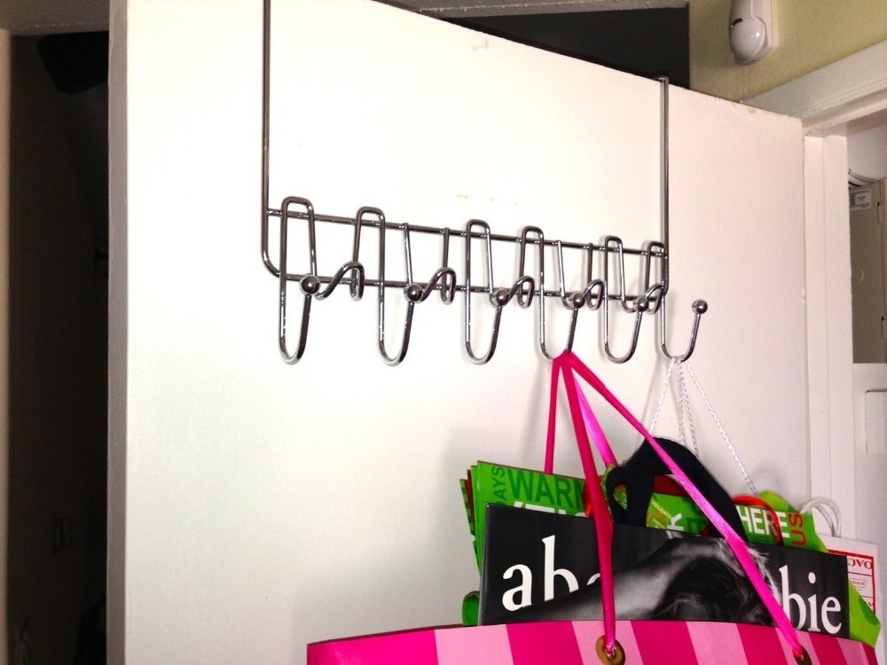 Manufacturer Over The Door 11 Hook Hanger Organizer Rack, Chrome