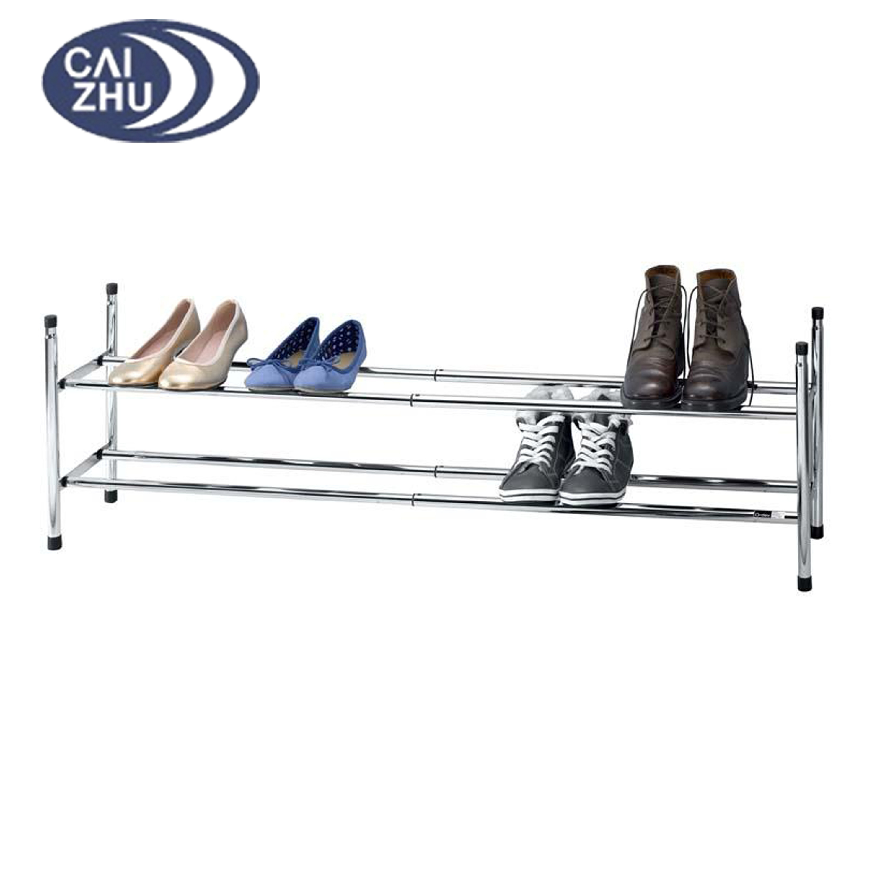 Expandable and Stackable for Closet Entryway Metal and Silver 2 Tier Shoe Rack Organizer