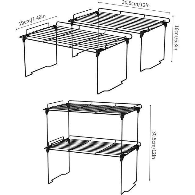 Stackable and Foldable Kitchen Shelf Organizer Cabinet Storage Shelf