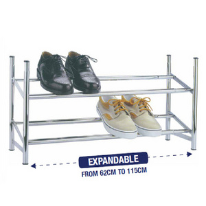 Expandable and Stackable for Closet Entryway Metal and Silver 2 Tier Shoe Rack Organizer