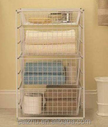 Metal Wire Closet Clothing Clothes Organizer Storage Rack Basket Shelves Drawers