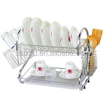 Restaurant Kitchen Stainless Steel Cabinet Metal Wire Dish Drying Rack  Shelves Organizer