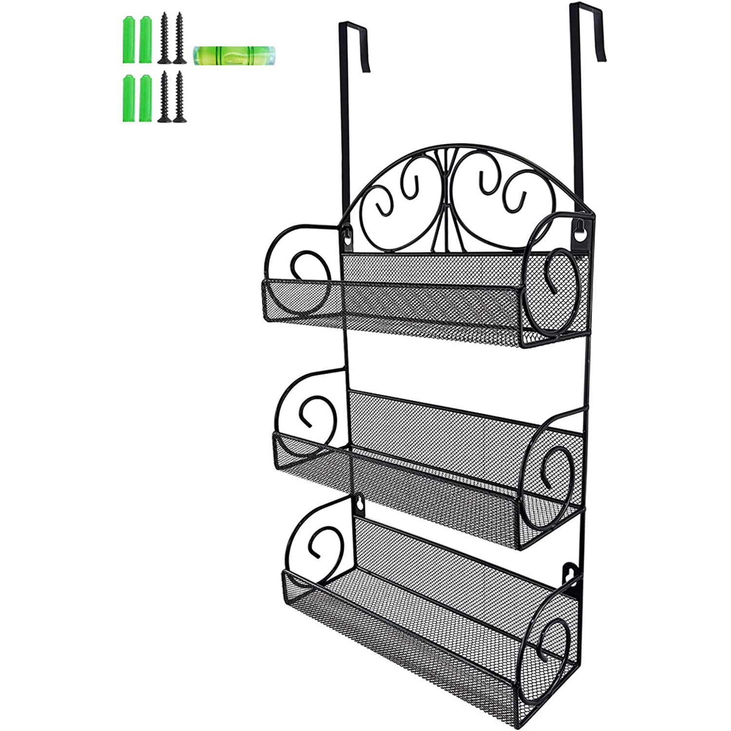 3 Tier Over The Door Spice Rack Wall Mount Hanging Spice Organizer for Cabinet Pantry Kitchen