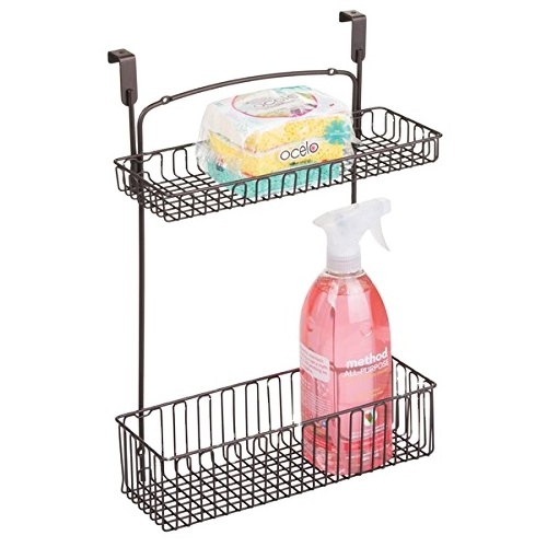 2-Tier Over the Cabinet Door Kitchen or Bathroom Metal Wire Hanging Storage Basket Rack Pantry Organizer Shelf