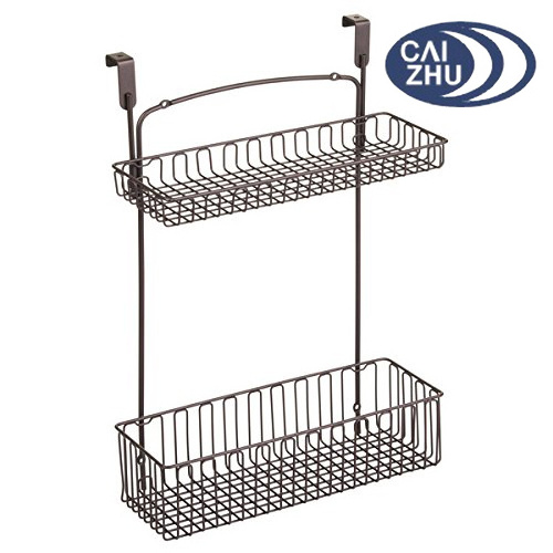 2-Tier Over the Cabinet Door Kitchen or Bathroom Metal Wire Hanging Storage Basket Rack Pantry Organizer Shelf