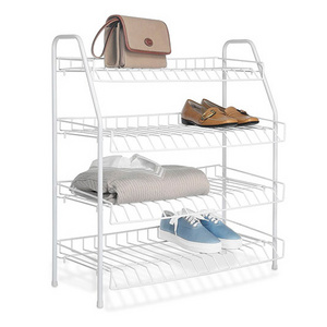 Closet 4 Tier Metal Organizer Space Saving Standing Shelf Shoe Storage Rack Shoe Store Display Rack