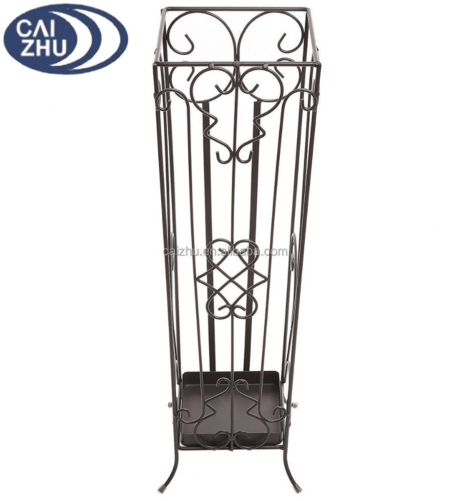 Brown Metal Scroll work Design Entryway Umbrella Holder  Stand Drying Rack