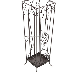 Brown Metal Scroll work Design Entryway Umbrella Holder  Stand Drying Rack