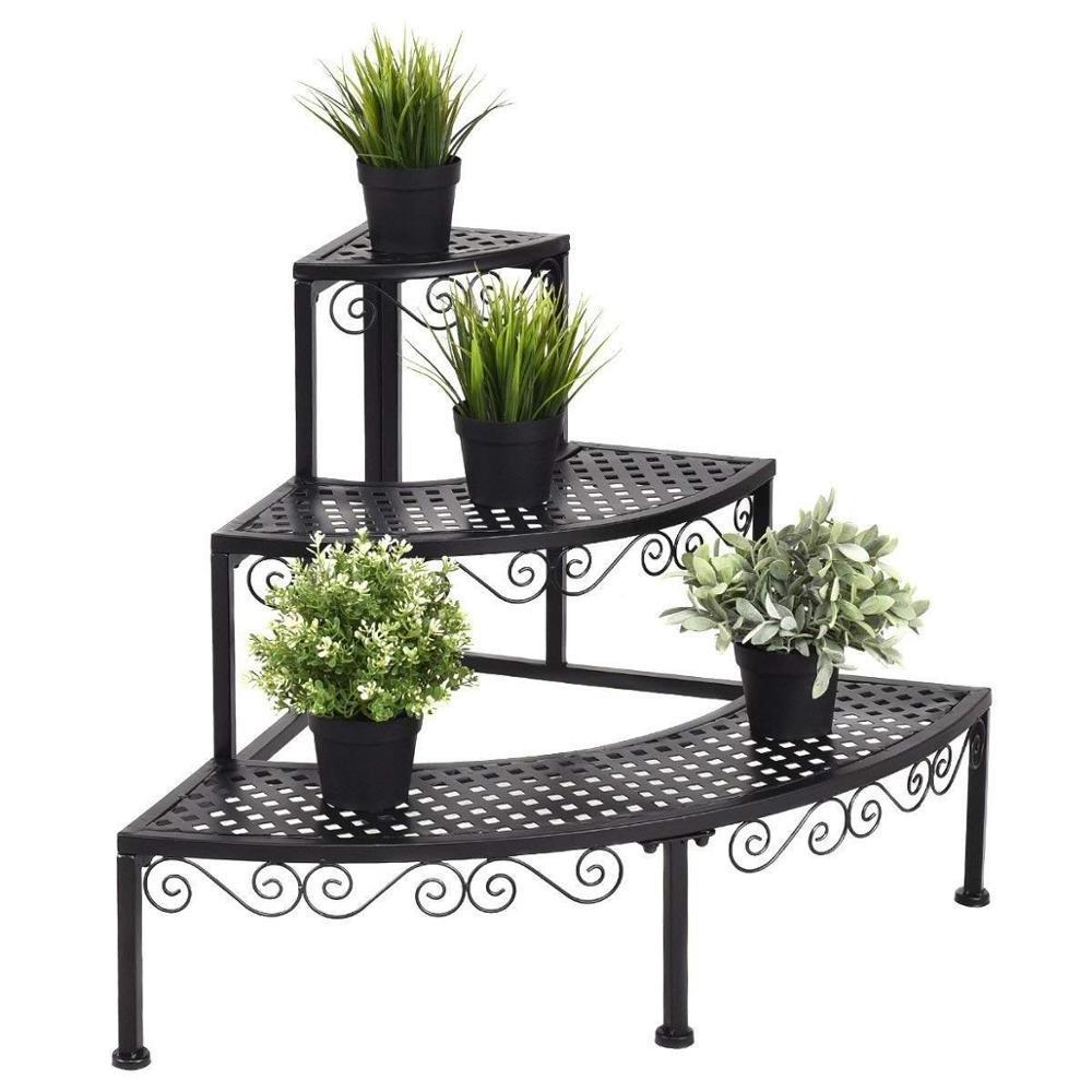 Corner Plant Stand Flower Pot Rack 3 Tier Step Style Plant Display Holder Shoe Stand, 24 Inch Tall