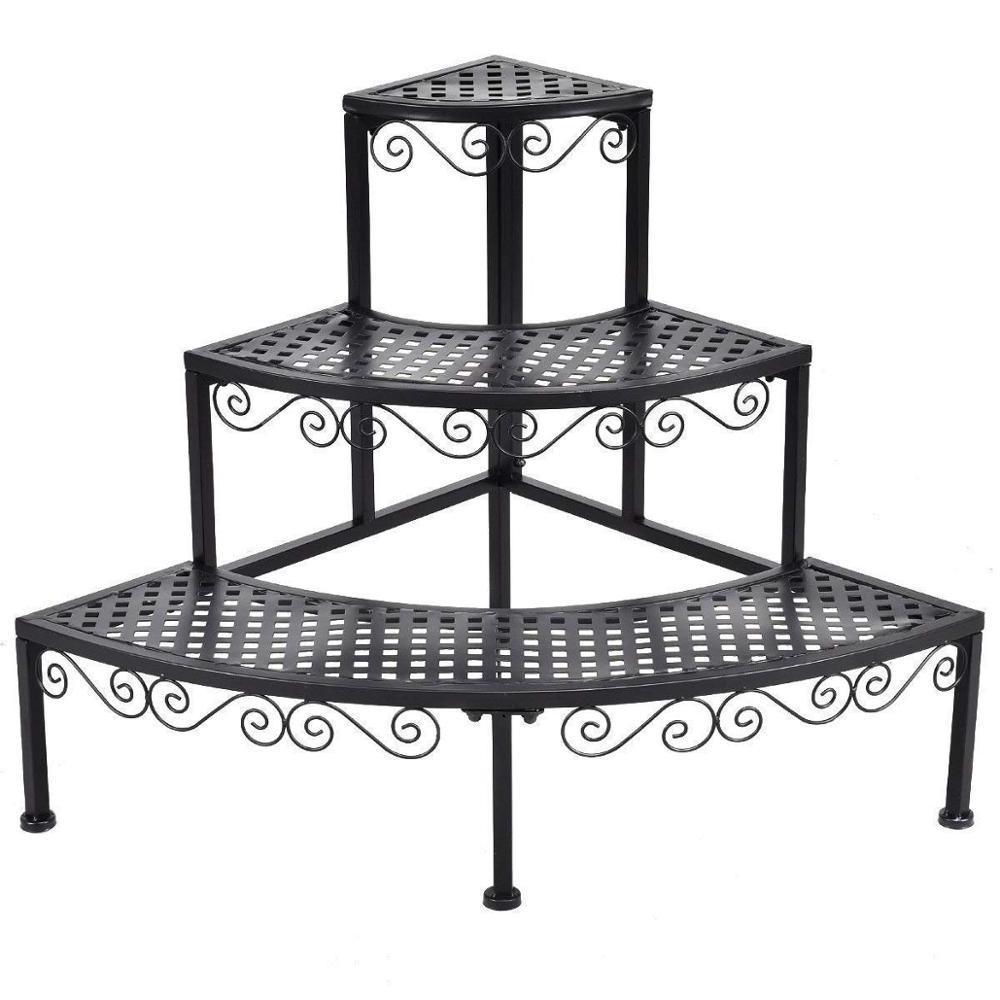 Corner Plant Stand Flower Pot Rack 3 Tier Step Style Plant Display Holder Shoe Stand, 24 Inch Tall