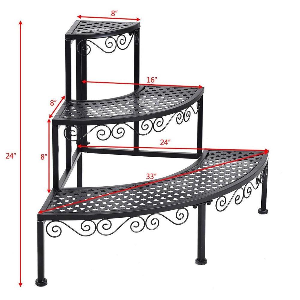 Corner Plant Stand Flower Pot Rack 3 Tier Step Style Plant Display Holder Shoe Stand, 24 Inch Tall