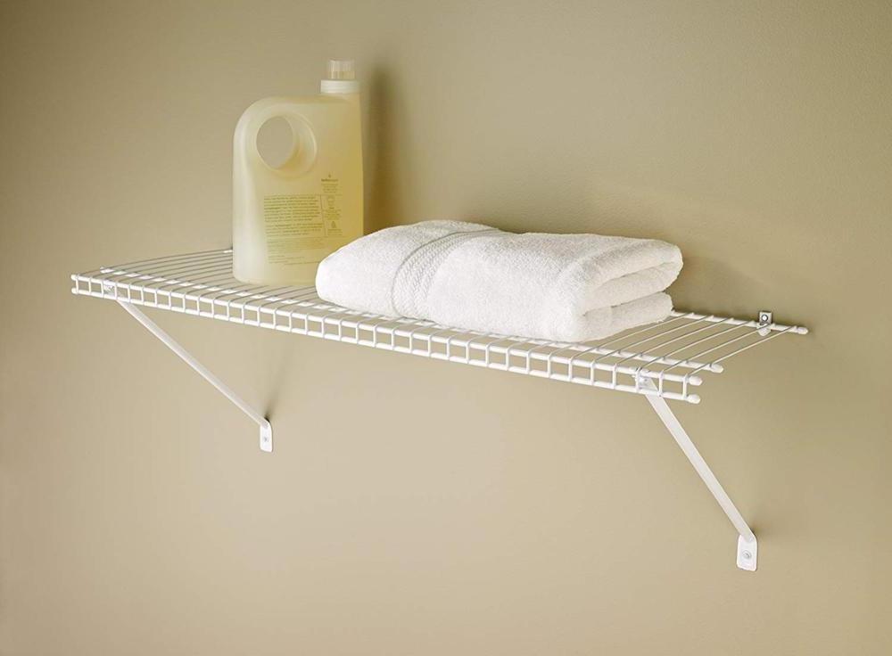 Wall Mounted  Wire Shelf Kit, 3-Feet X 12-Inch, White