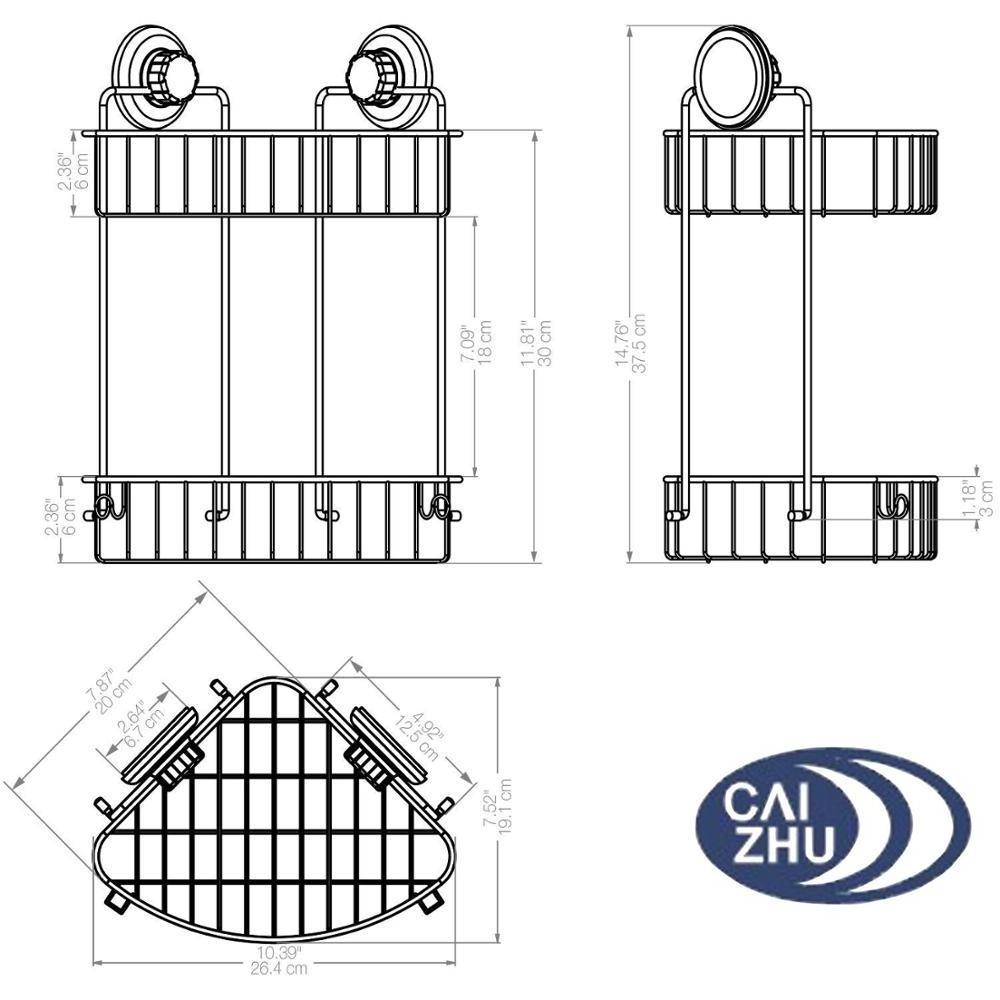 Suction Cup Corner Shower Caddy , Stainless Steel Polished Chrome Shelf 2 Tier Basket Holder for Bathroom and Kitchen